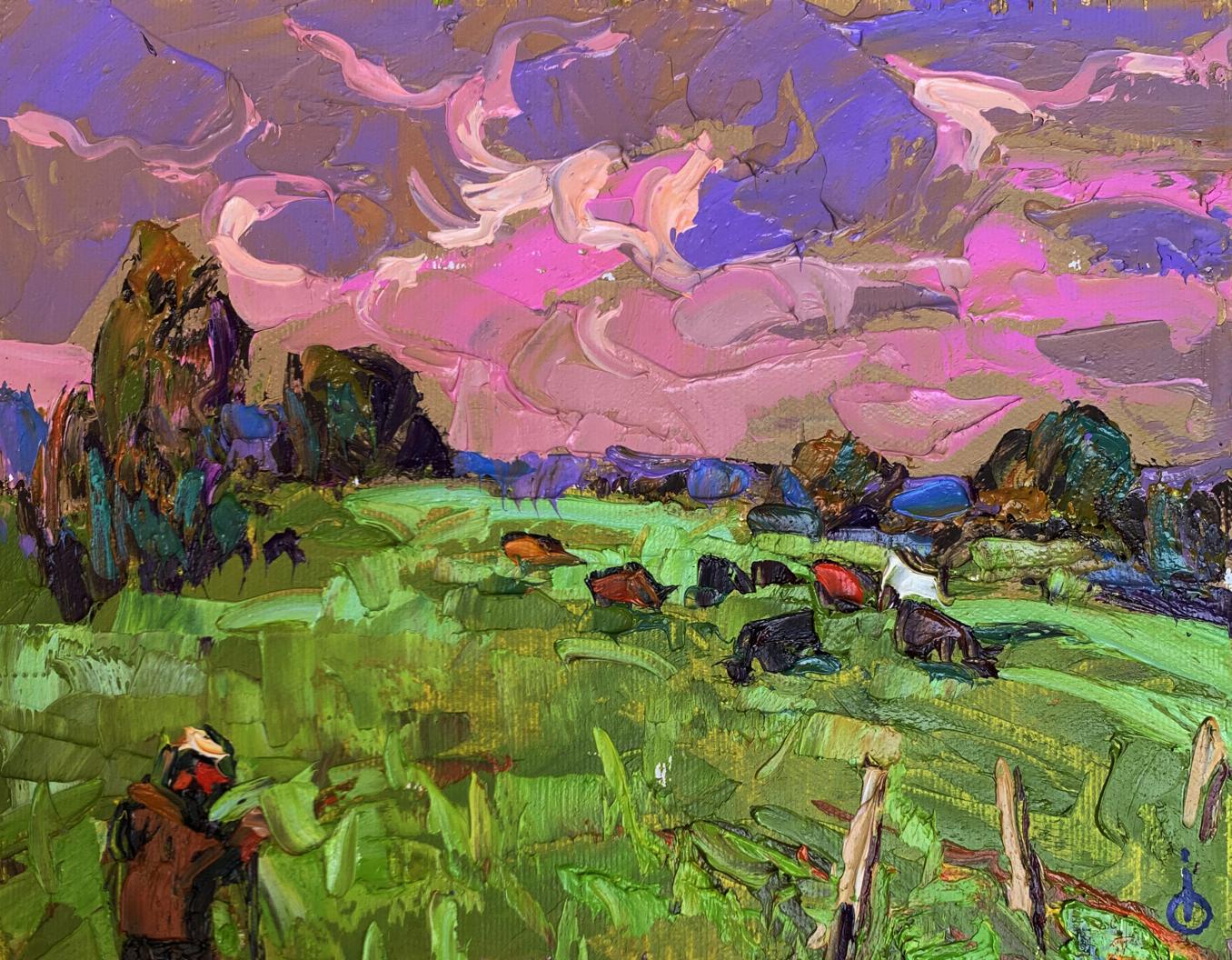 Oil painting Shepherd and cows Oleksiy Ivanyuk