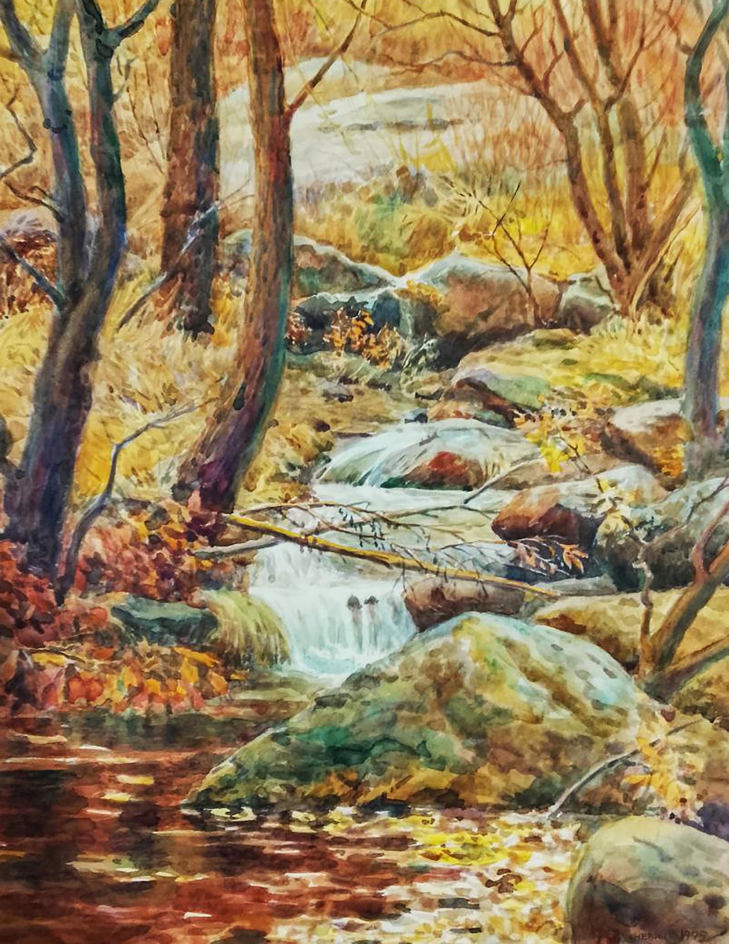 Watercolor painting Forest stream Anatolii Duhnevich