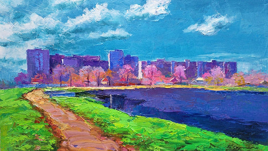 Oil painting Over the river Boris Serdyuk