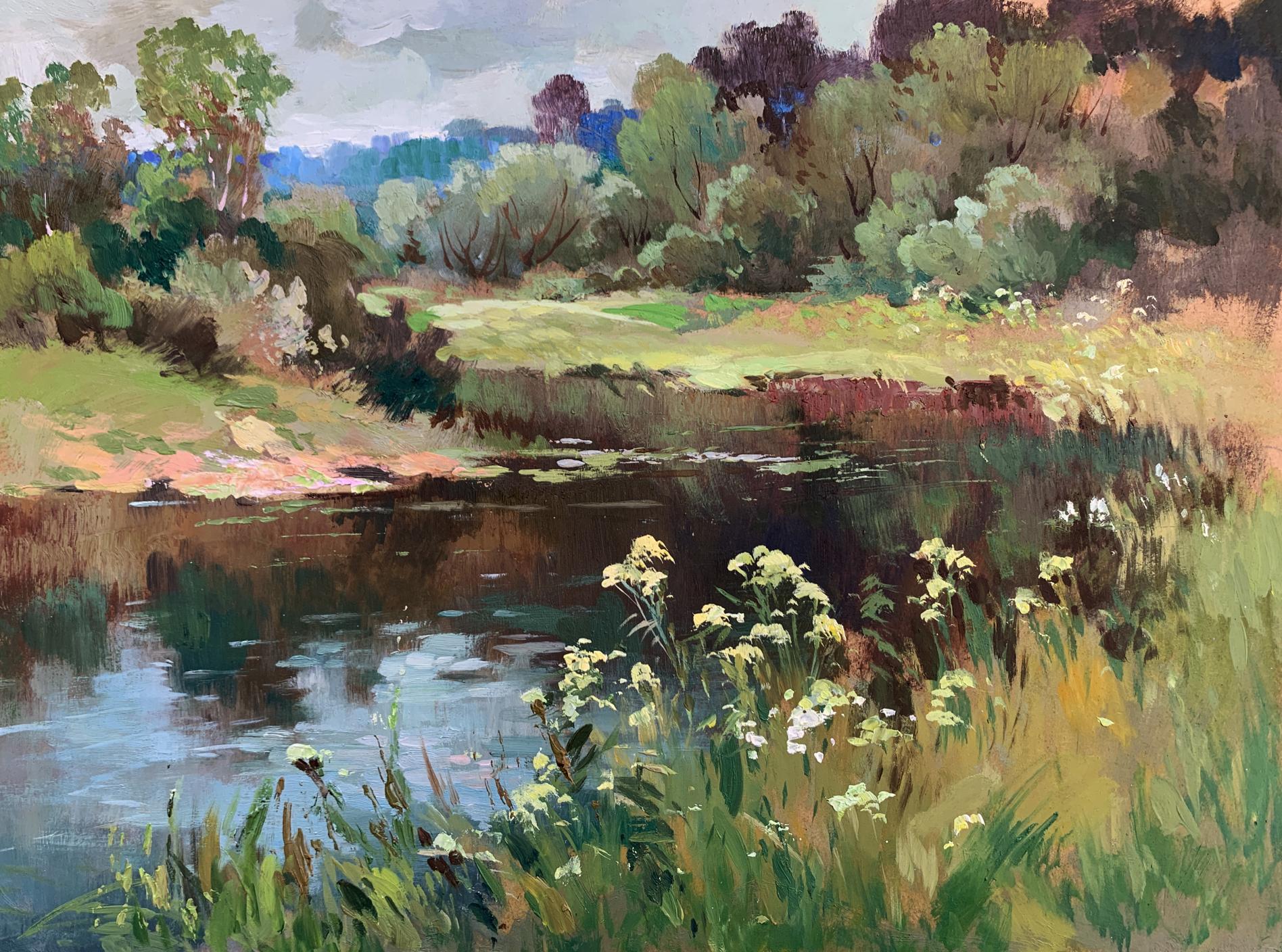 OIl painting River along the forest Yuriy Suprunchuk