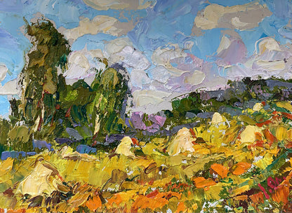 Oil painting At the hayfield Oleksiy Ivanyuk