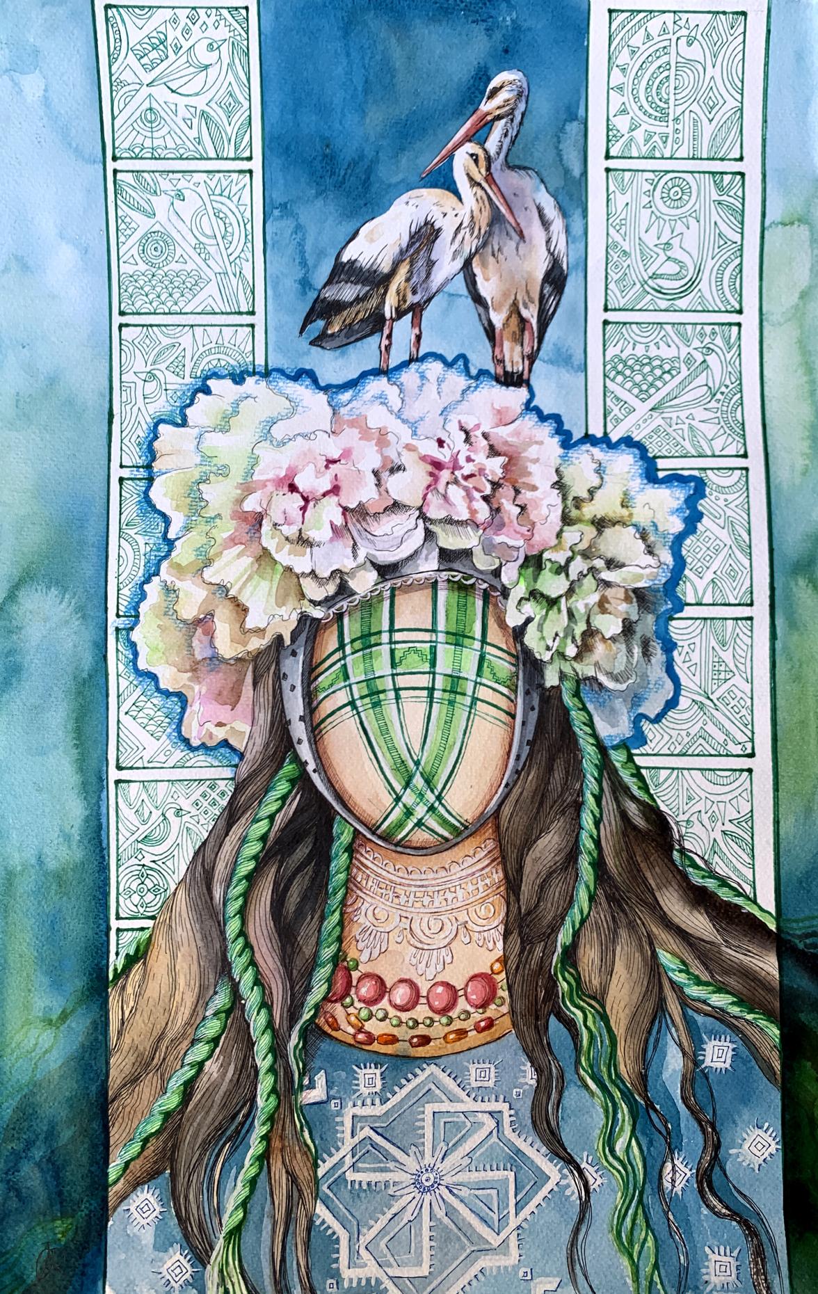 Watercolor painting Guardian of the Renaissance Olga Ponomaryva