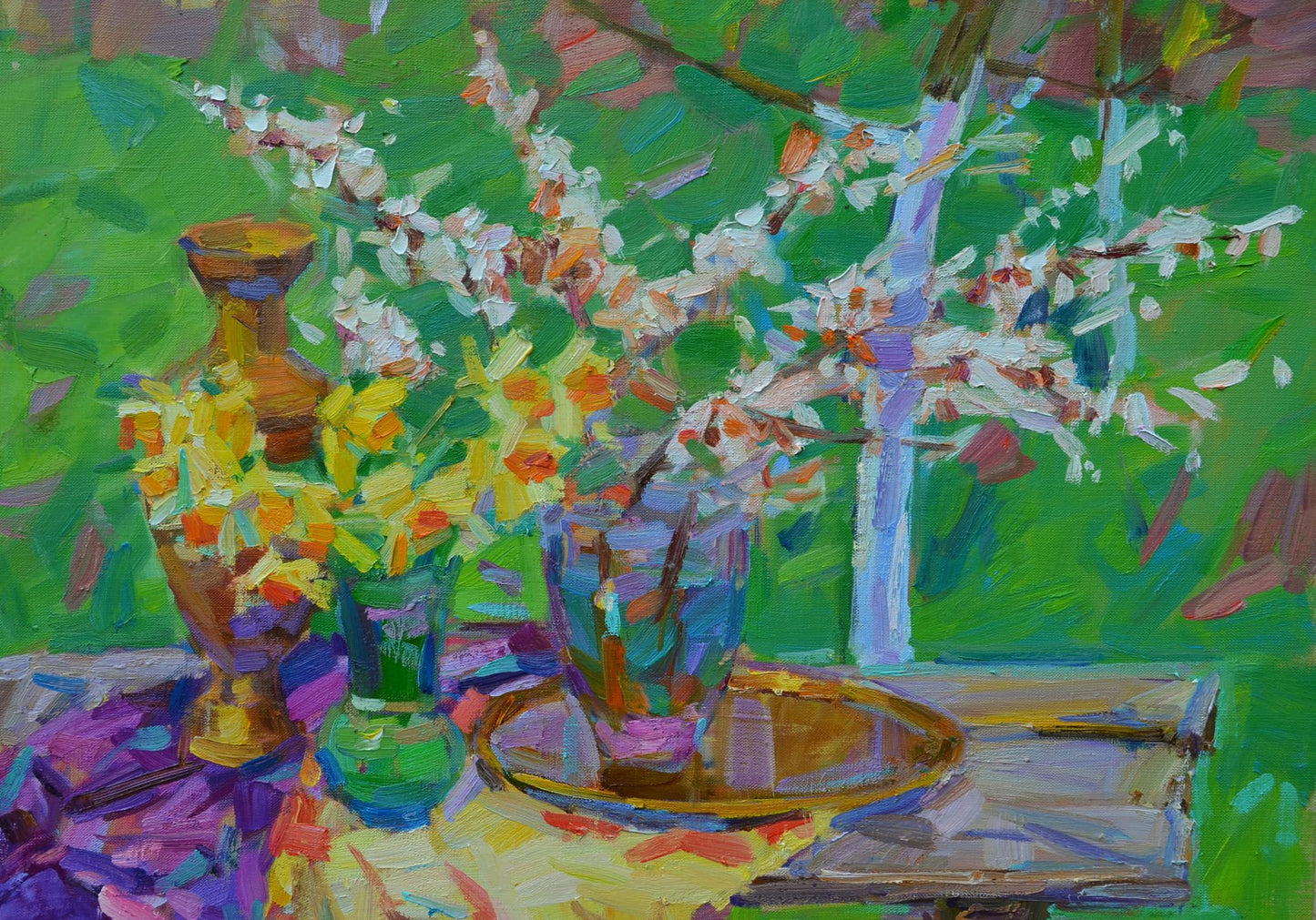 Oli painting Apricot twigs Pereta Vyacheslav