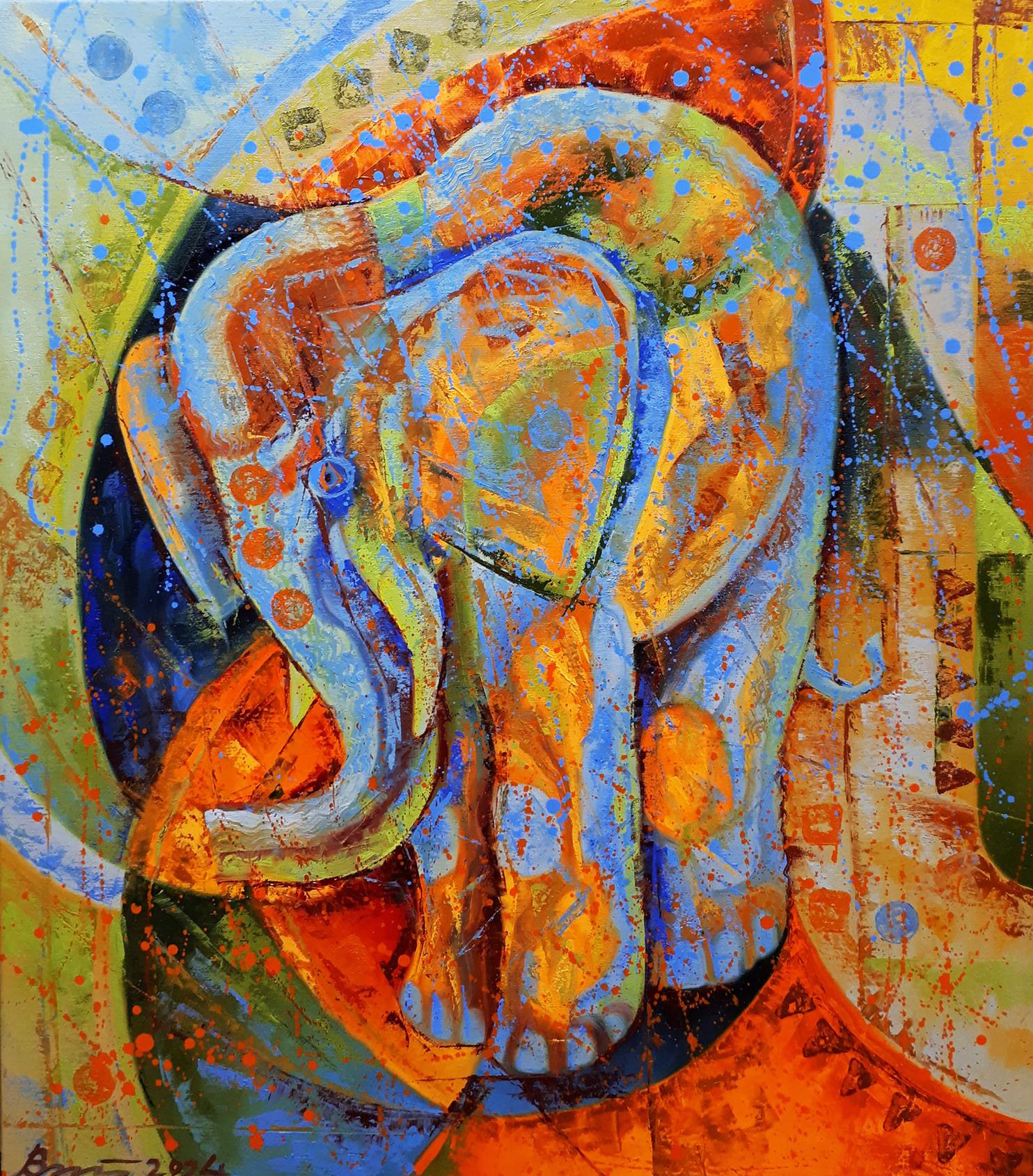 Oil painting Blue Elephant Sergey Voichenko
