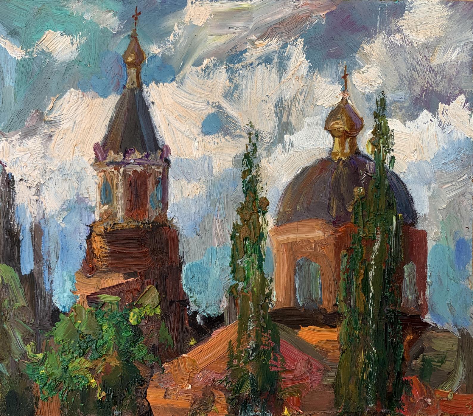 Oil painting City Cathedral Leonid Maistrenko