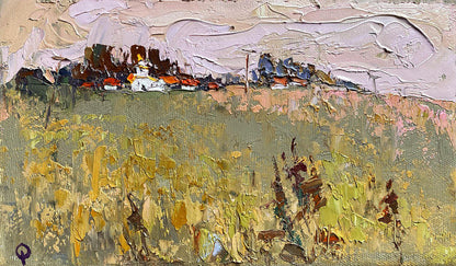 Oil painting Autumn steppe