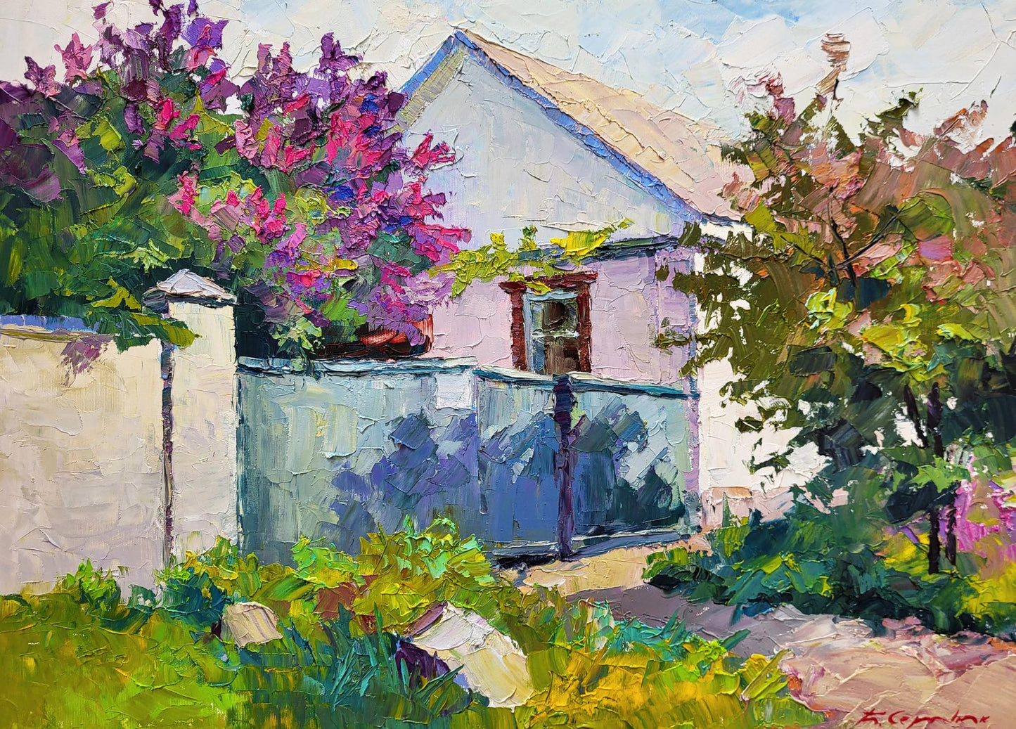 Oil painting Lilac bush Boris Serdyuk