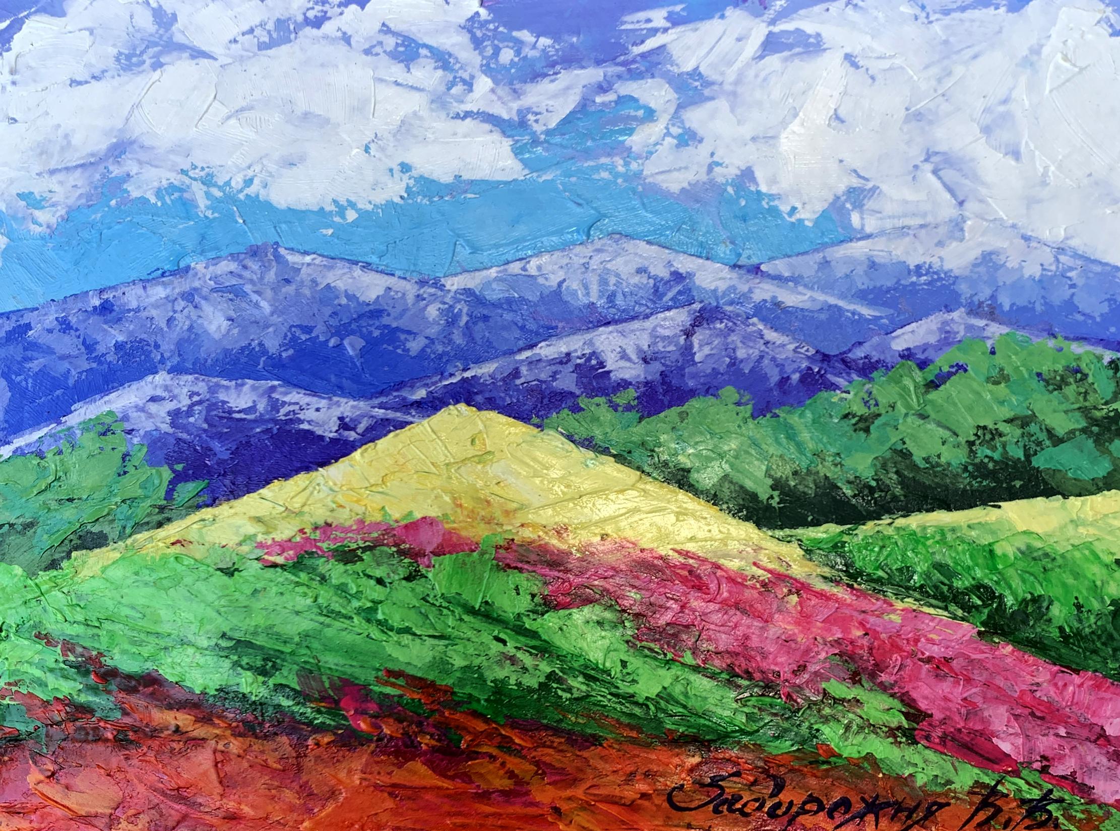 Oil painting Mountains and clouds V. Zadorozhnya