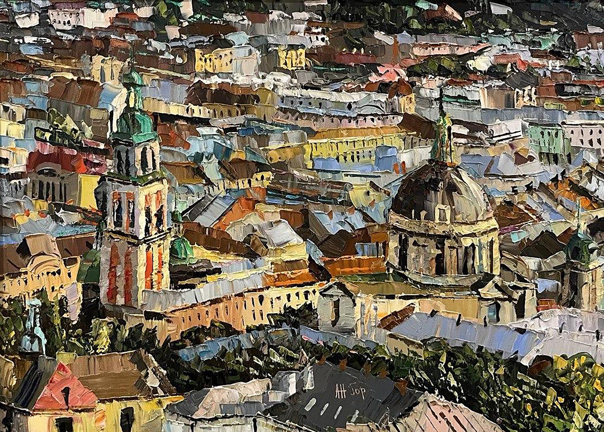 Oil painting Panorama of the ancient city Gorishniy N.A.