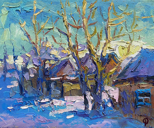 Oil painting Winter morning Oksana Ivanyuk