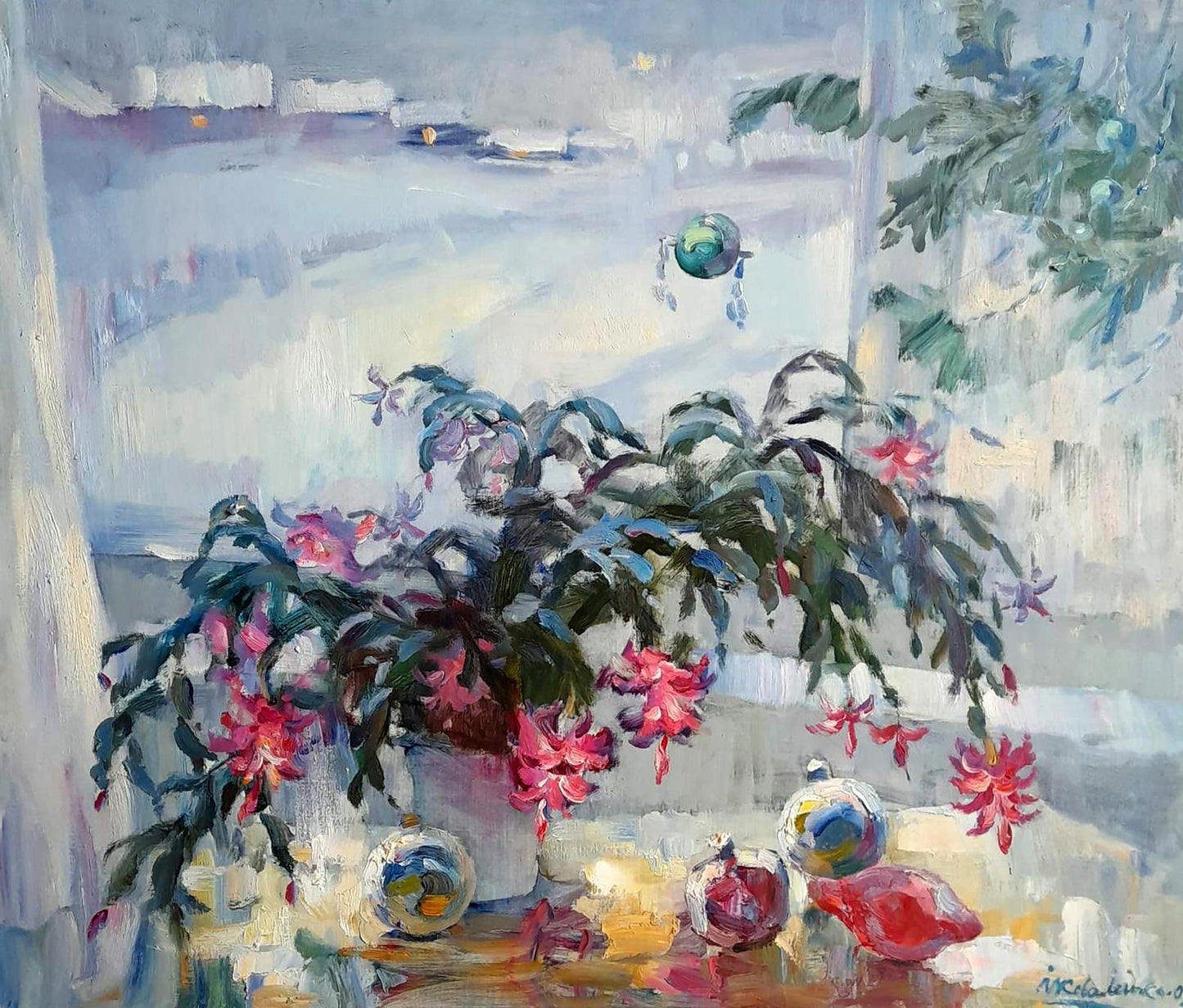 Oi painting Flowers on the windowsill Ivan Kovalenko