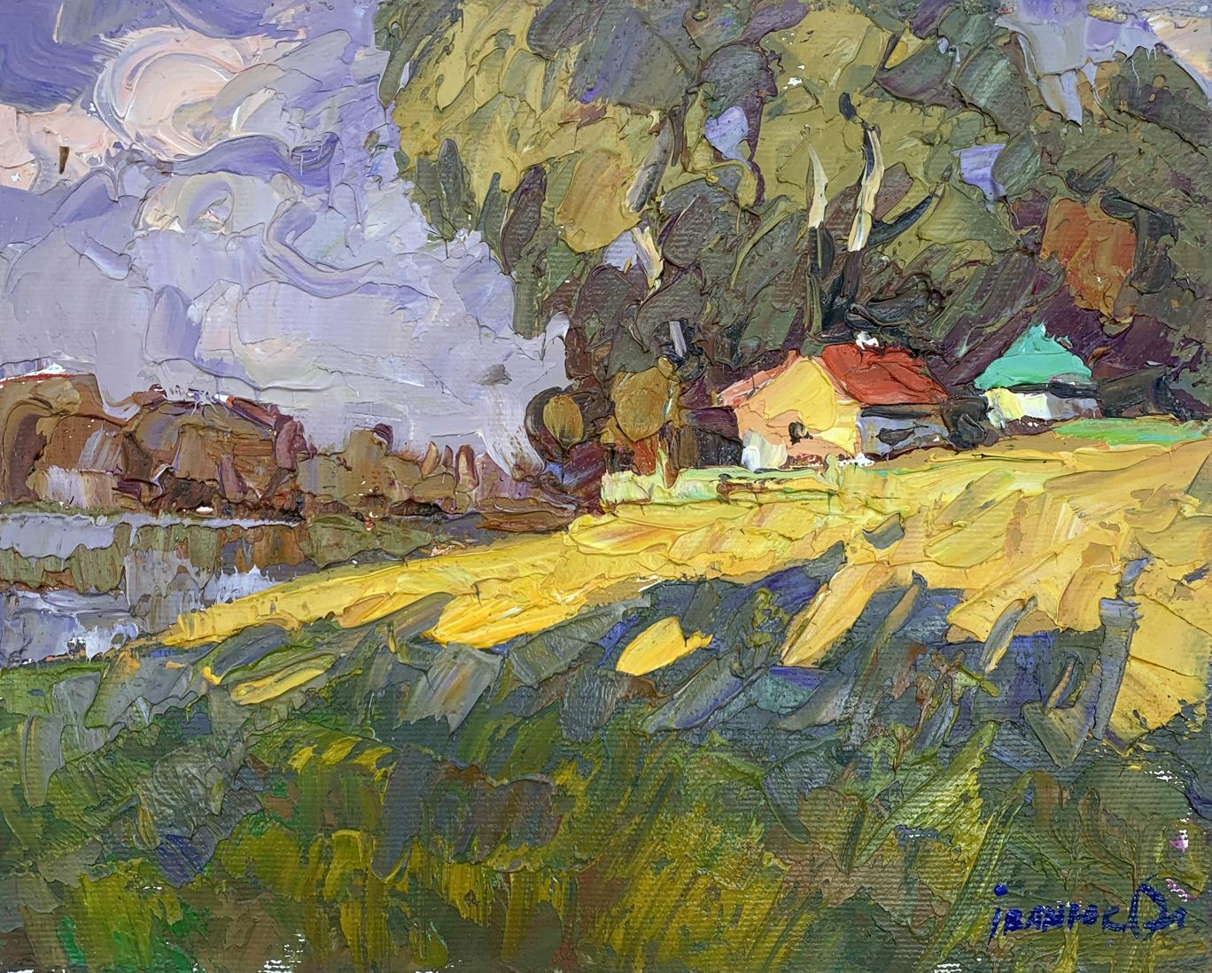 Oil painting Field on the outskirts of the village Alex Ivanyuk