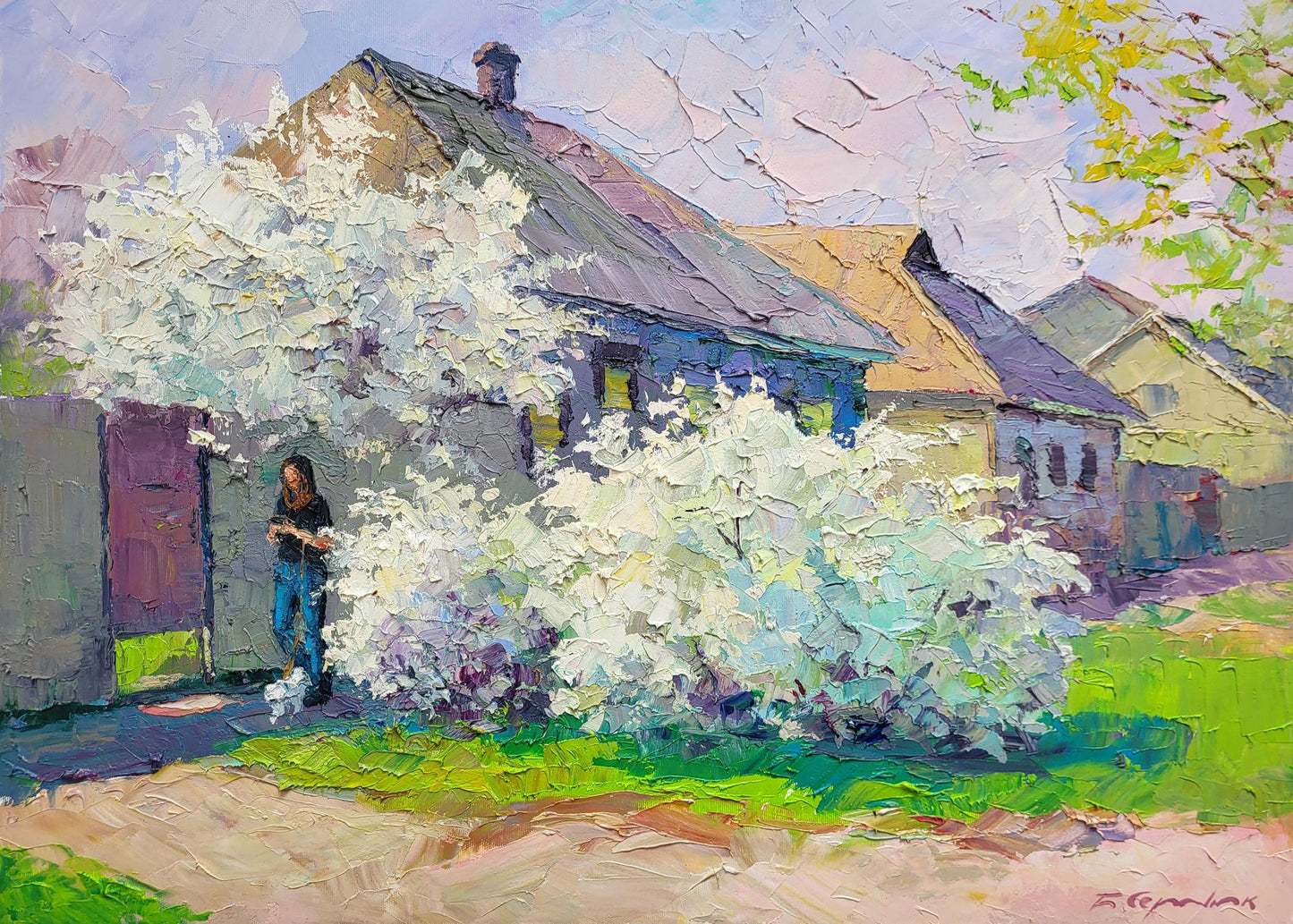 Oil painting April is on our street Boris Serdyuk