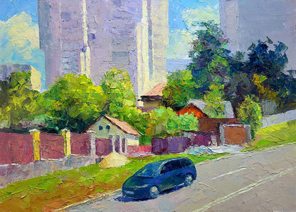 Oil painting Along the city street Boris Serdyuk