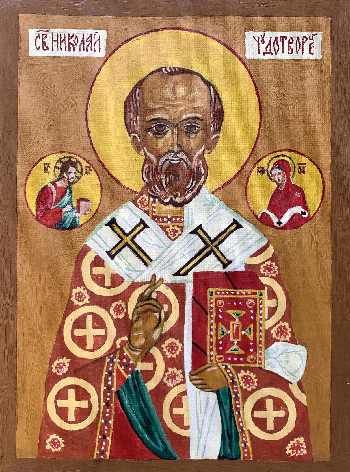 Oil painting Icon of the Saint Oleksandr Gukalov