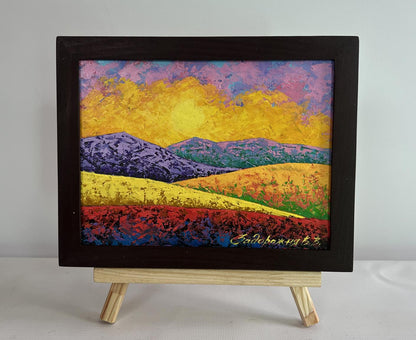 Oil painting The blazing sky above the peaks V. Zadorozhnya