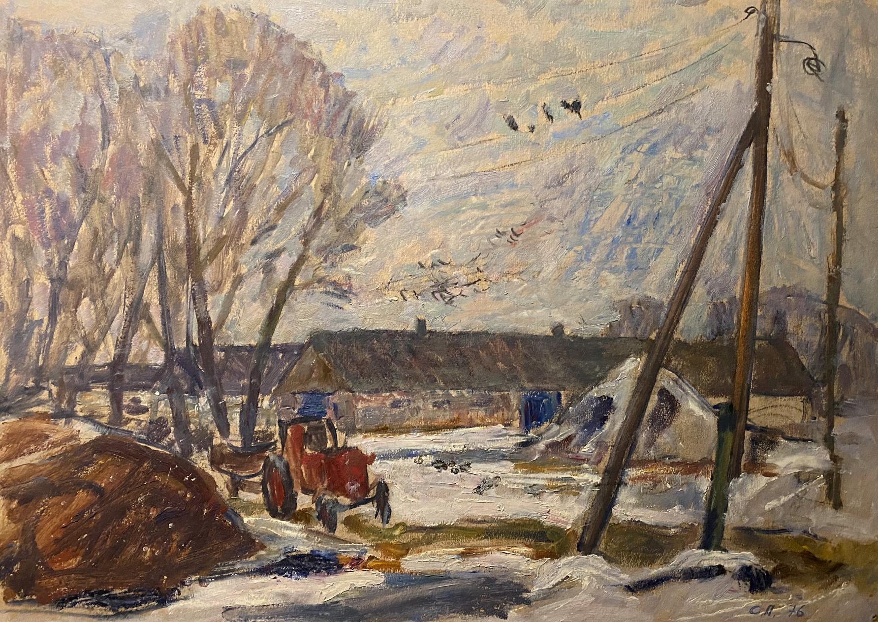 Oil painting Farm yard Stanislav Petrashevsky