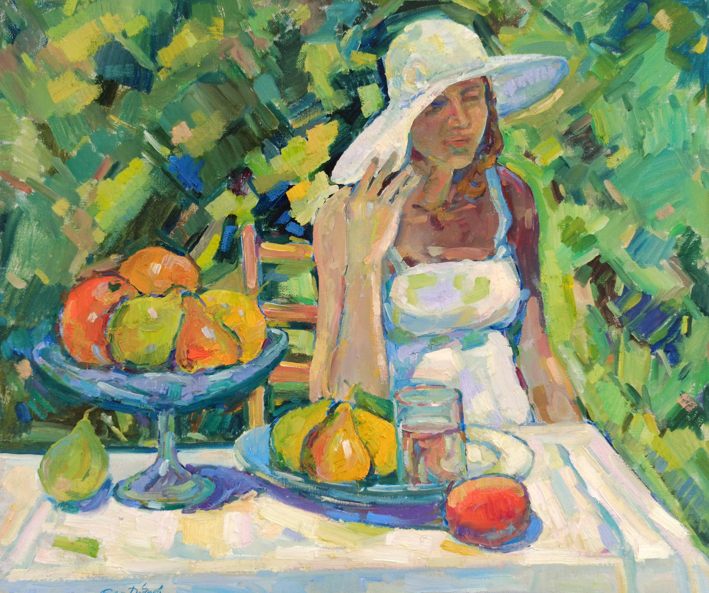 Oil painting Girl in the garden Peter Tovpev