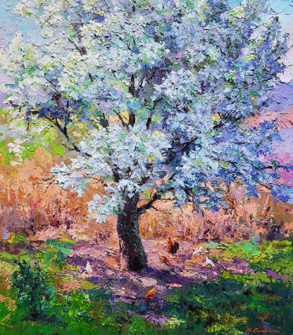 Oil painting Pear blossoms Boris Serdyuk