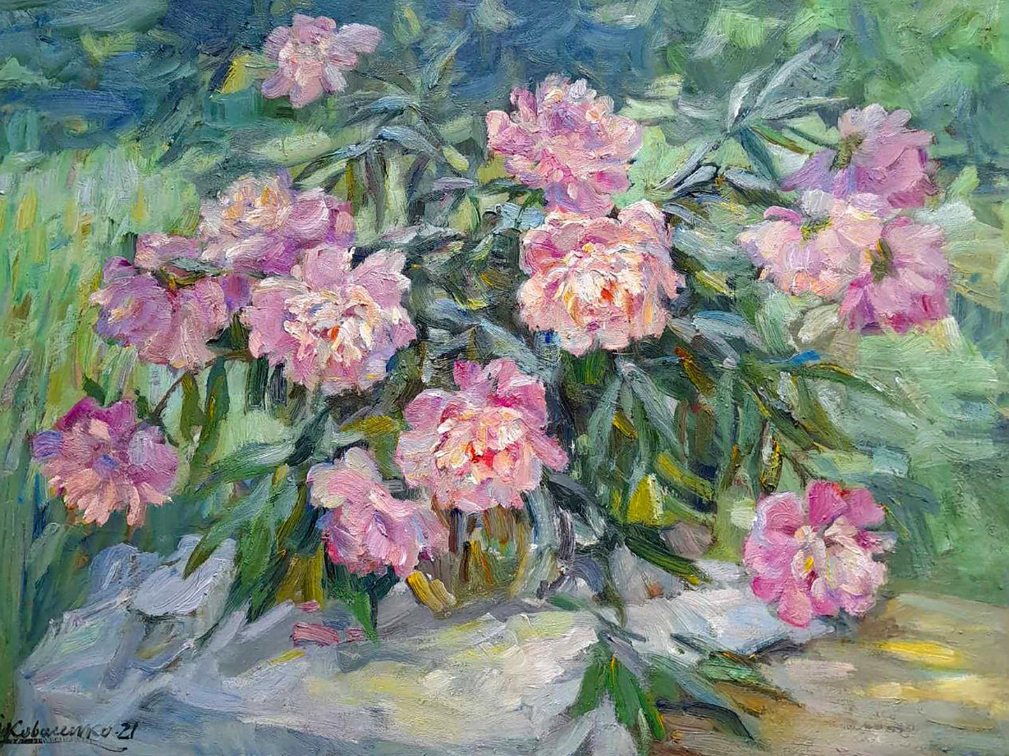 Oi painting Bouquet of peonies Ivan Kovalenko