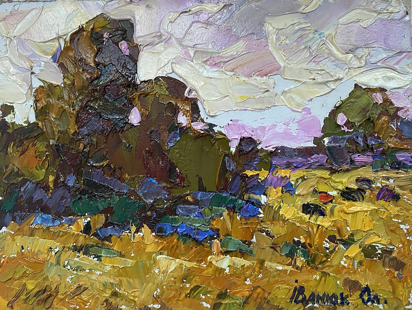 Oil painting Autumn meadows