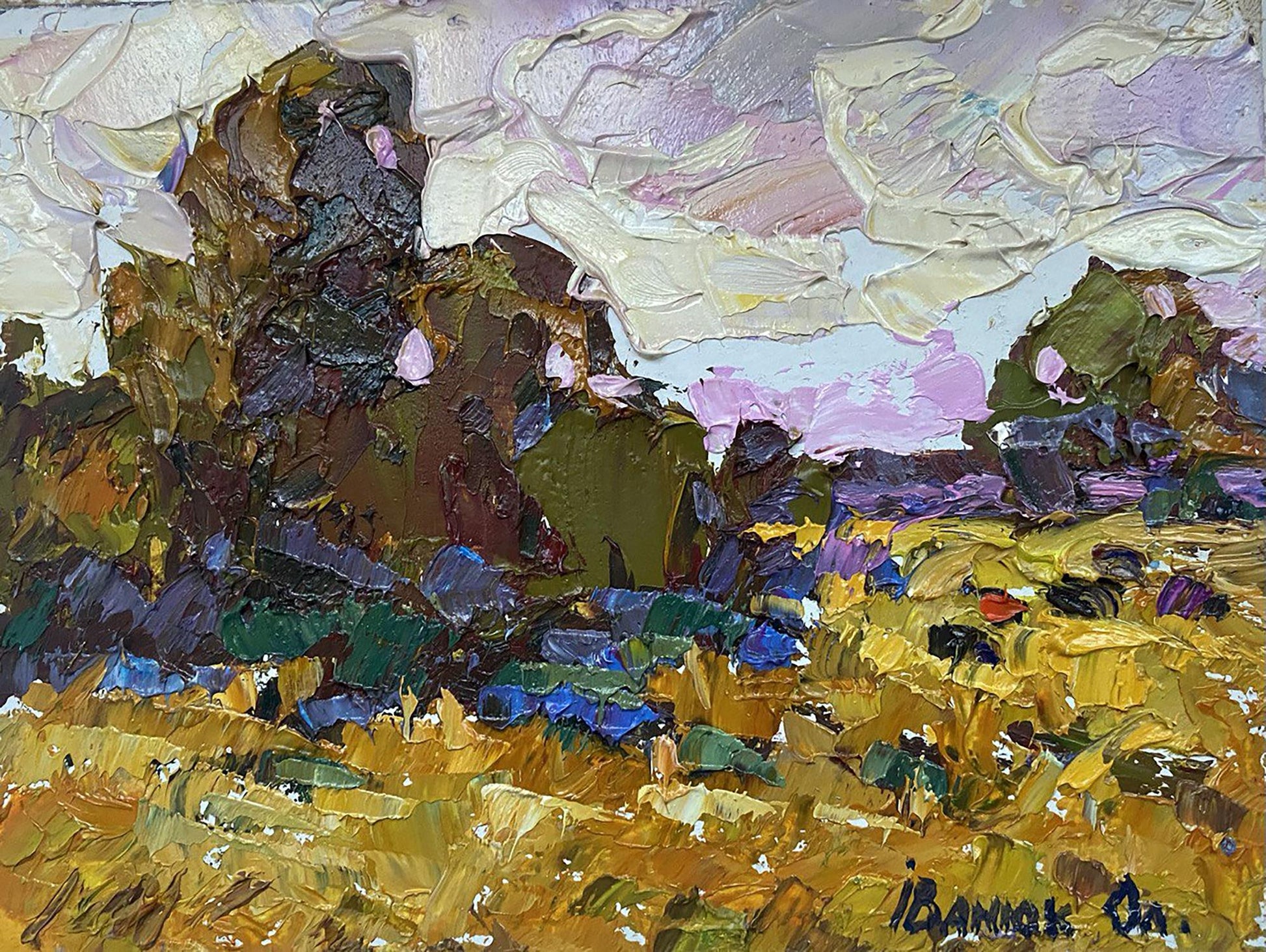 Oil painting Autumn meadows