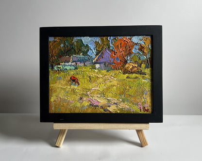 Oil painting Autumn has come to the village Oksana Ivanyuk