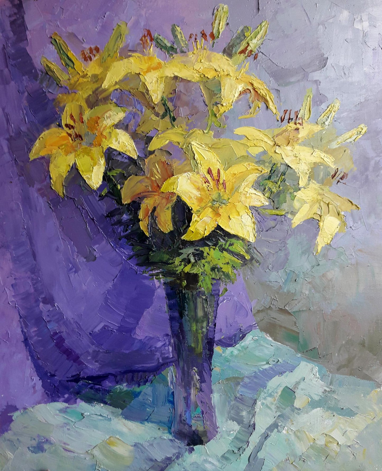 Oil painting Yellow lilies Boris Serdyuk