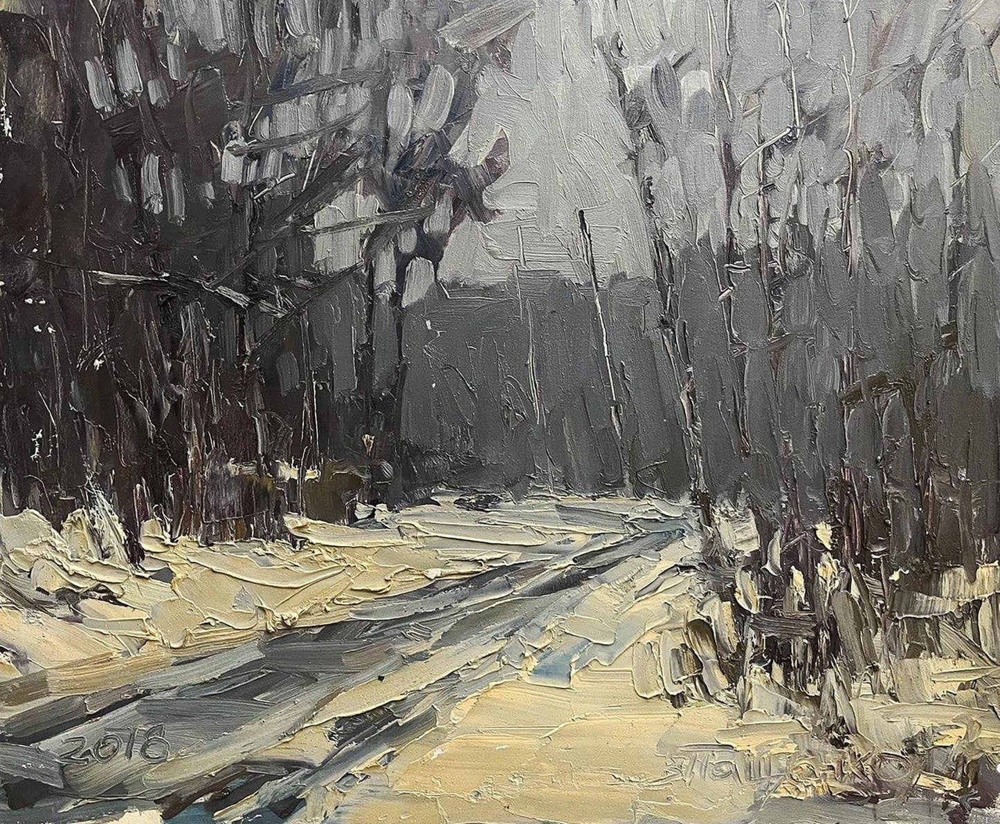 Oil painting In the winter forest Volodymyr Pashchenko