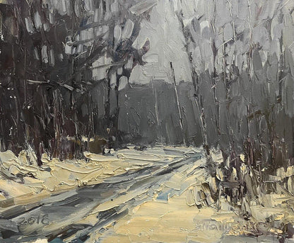 Oil painting In the winter forest Volodymyr Pashchenko