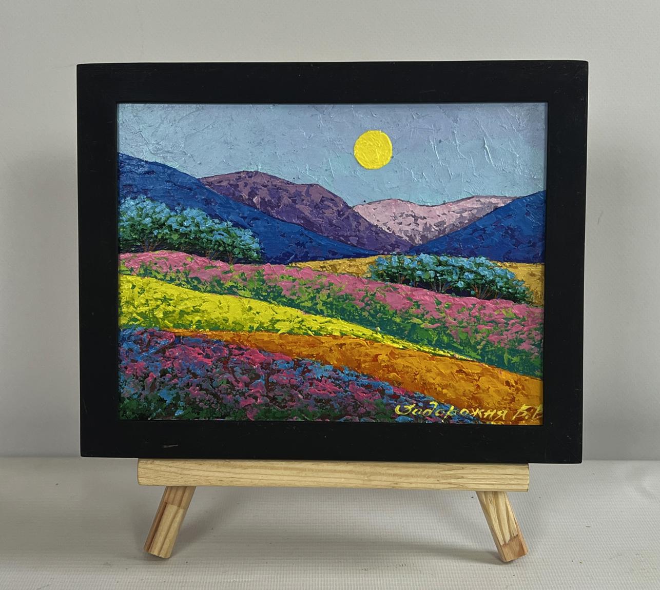 Oil painting Spending time in the mountain fields V. Zadorozhnya