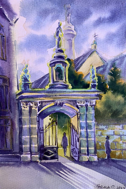 Watercolor painting To the temple Svetlana Gramm