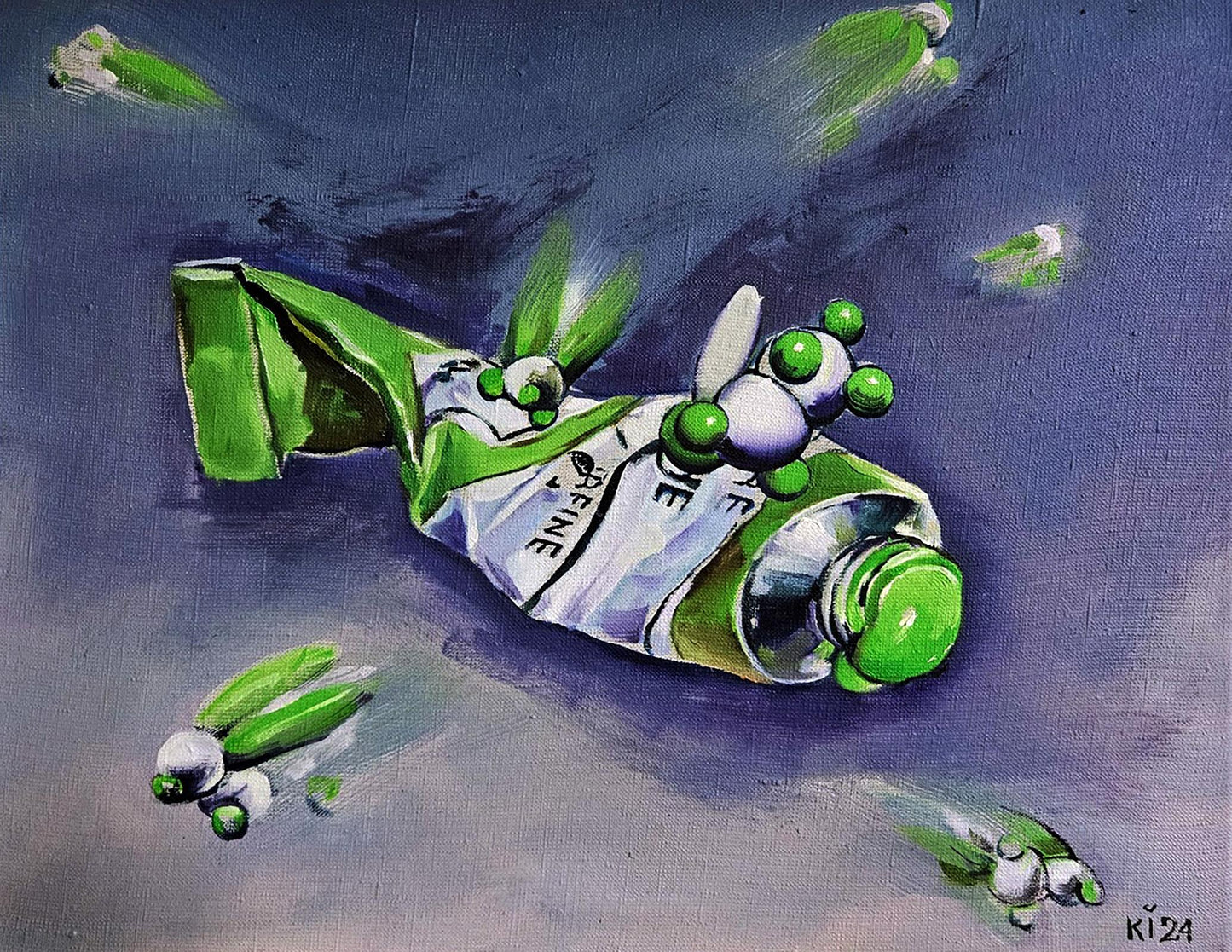 Oil painting The green idea is ending Igor Konovalov