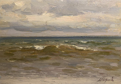 Oil painting Sea in December Arkady Strelov