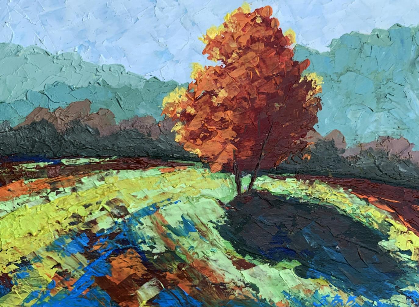 Oil painting Autumn tree V. Zadorozhnya