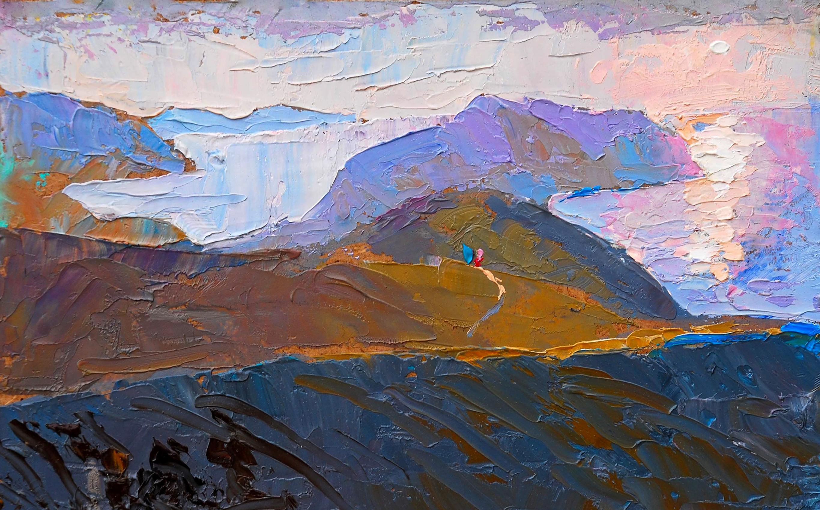 Oil painting Mountain sketch Egor Shvachunov