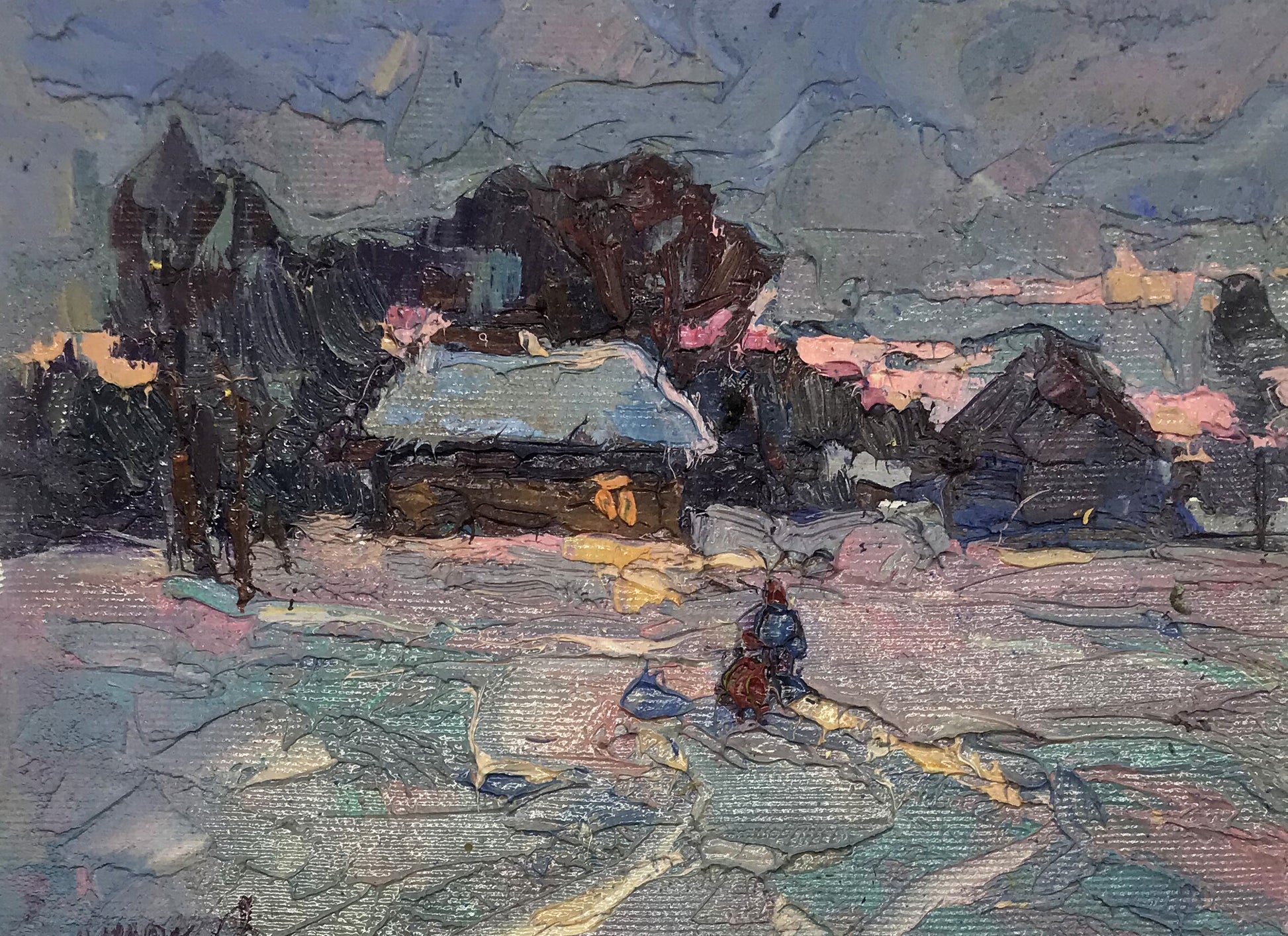 Oil painting winter evening Ivanyuk Alex