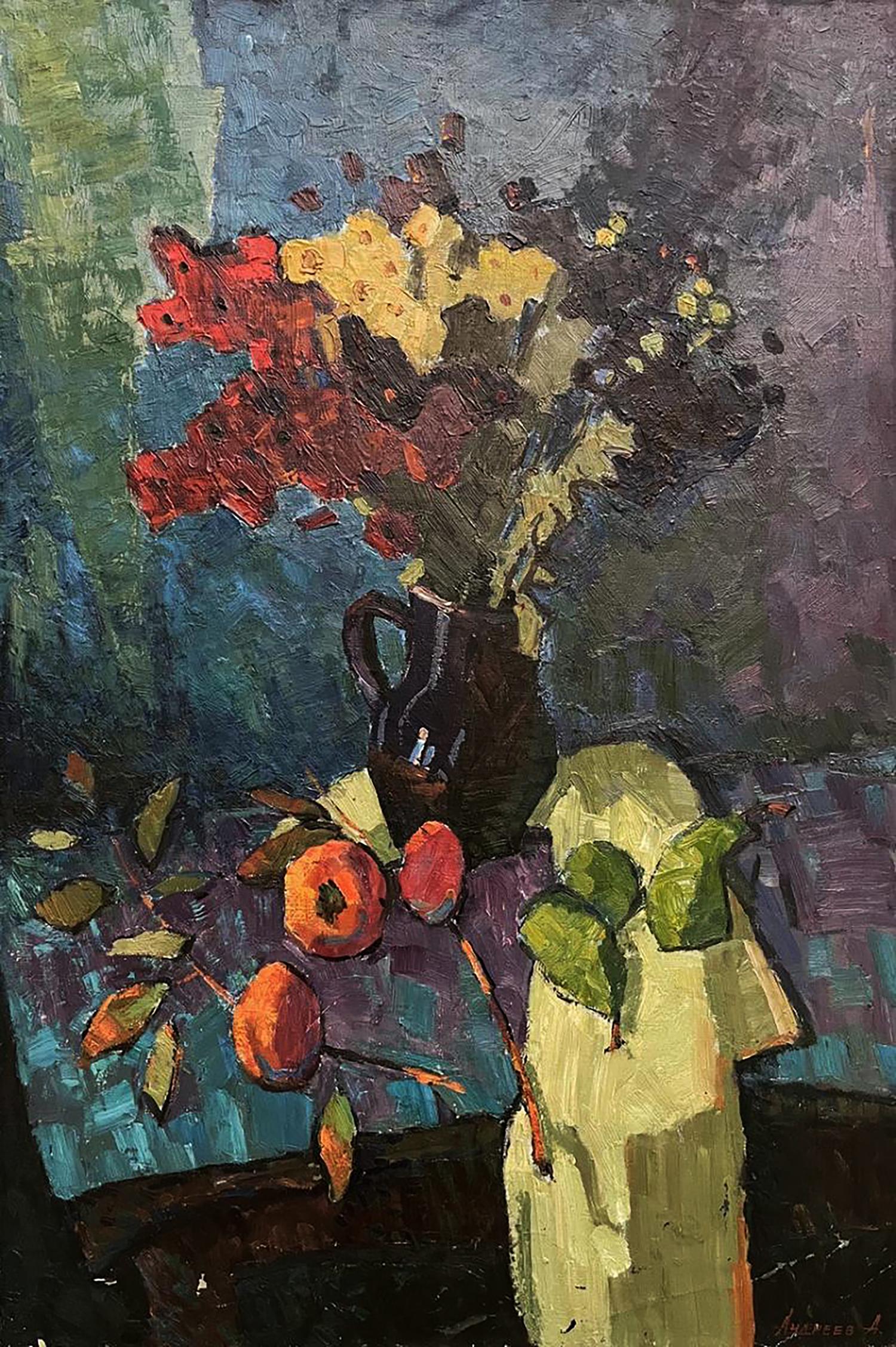 Oil painting Autumn flowers and fruits Oleksandr Andreev