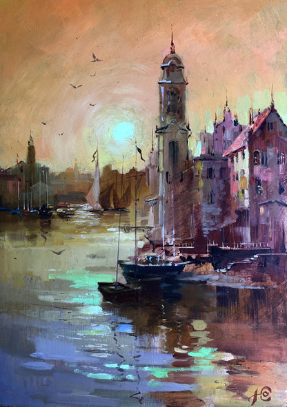 OIl painting City on the water Yuriy Suprunchuk