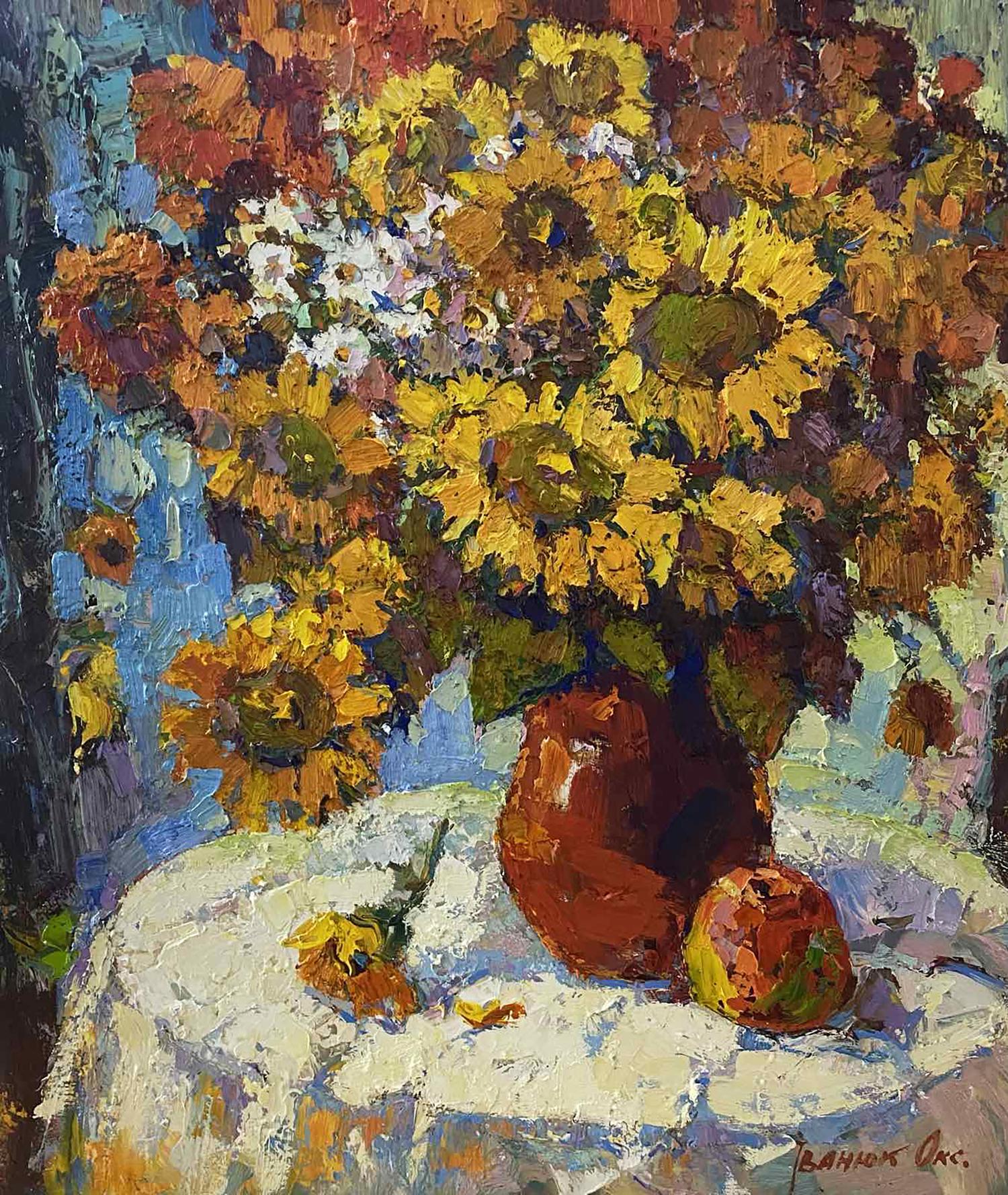 Oil painting Still life with sunflowers Oksana Ivanyuk