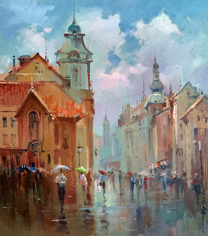 OIl painting Dynamics of urban life Yuriy Suprunchuk