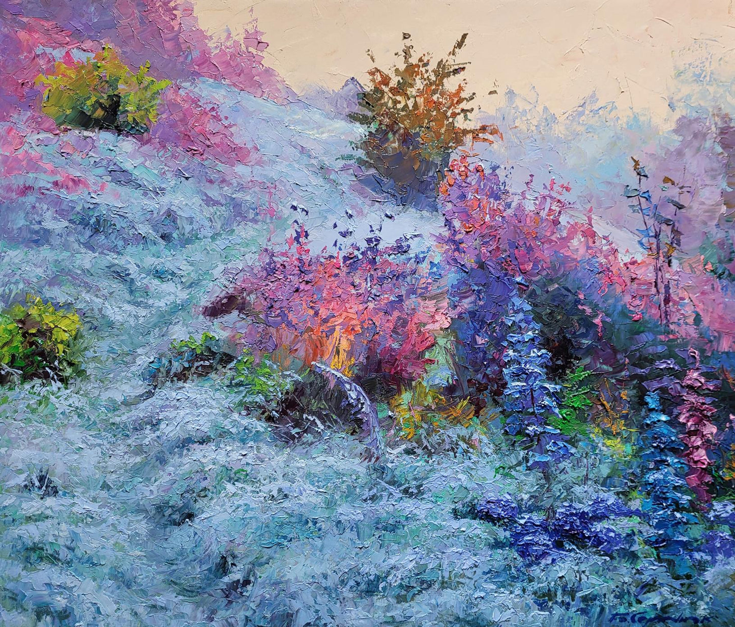 Oil painting Frost on the grass Boris Serdyuk