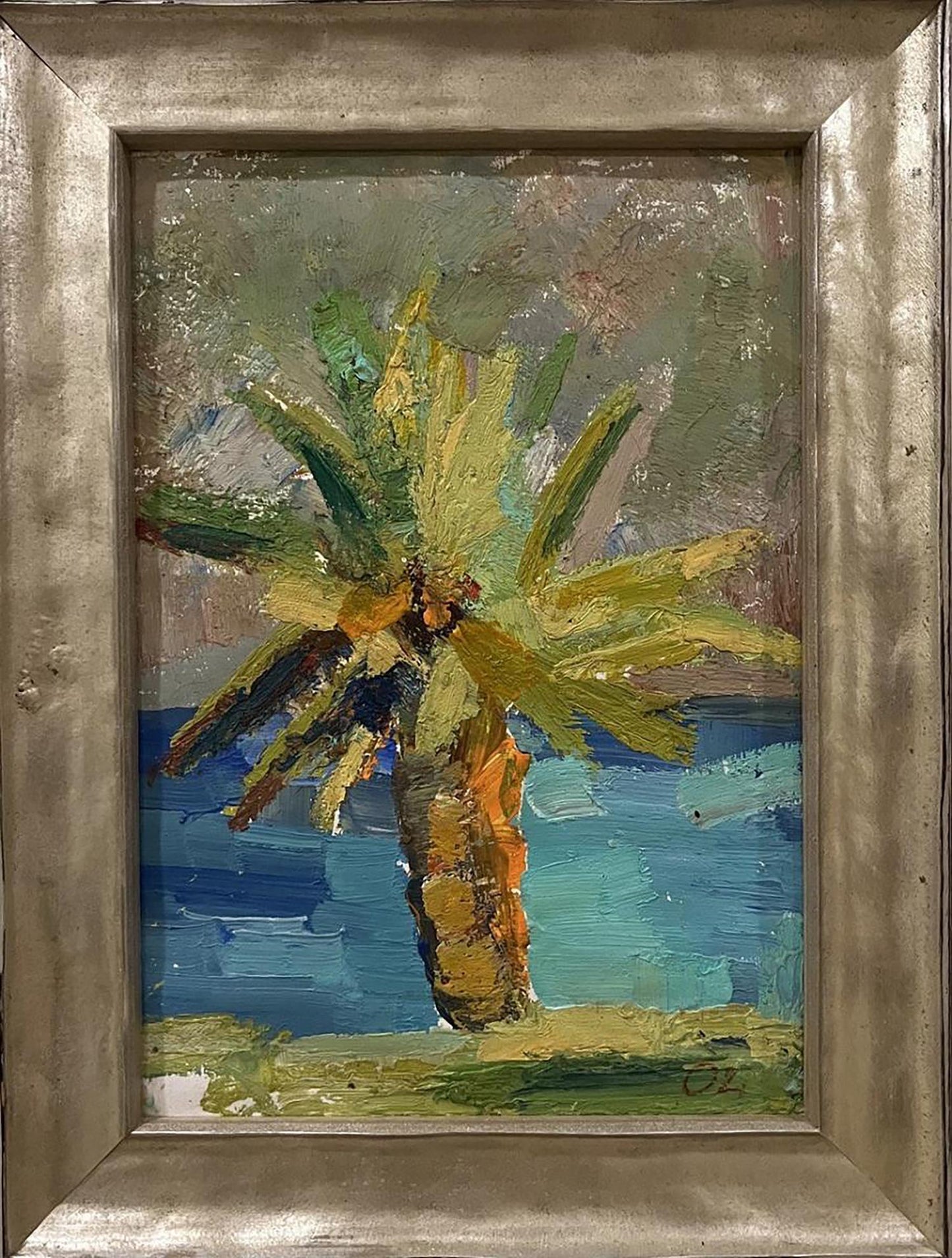 Oil painting Palm tree on the shore Olesya Lishaeva