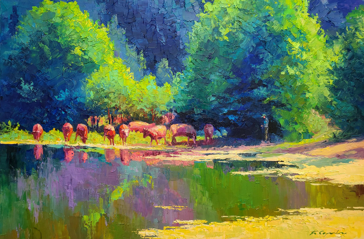 Oil painting Herd of cows Boris Serdyuk