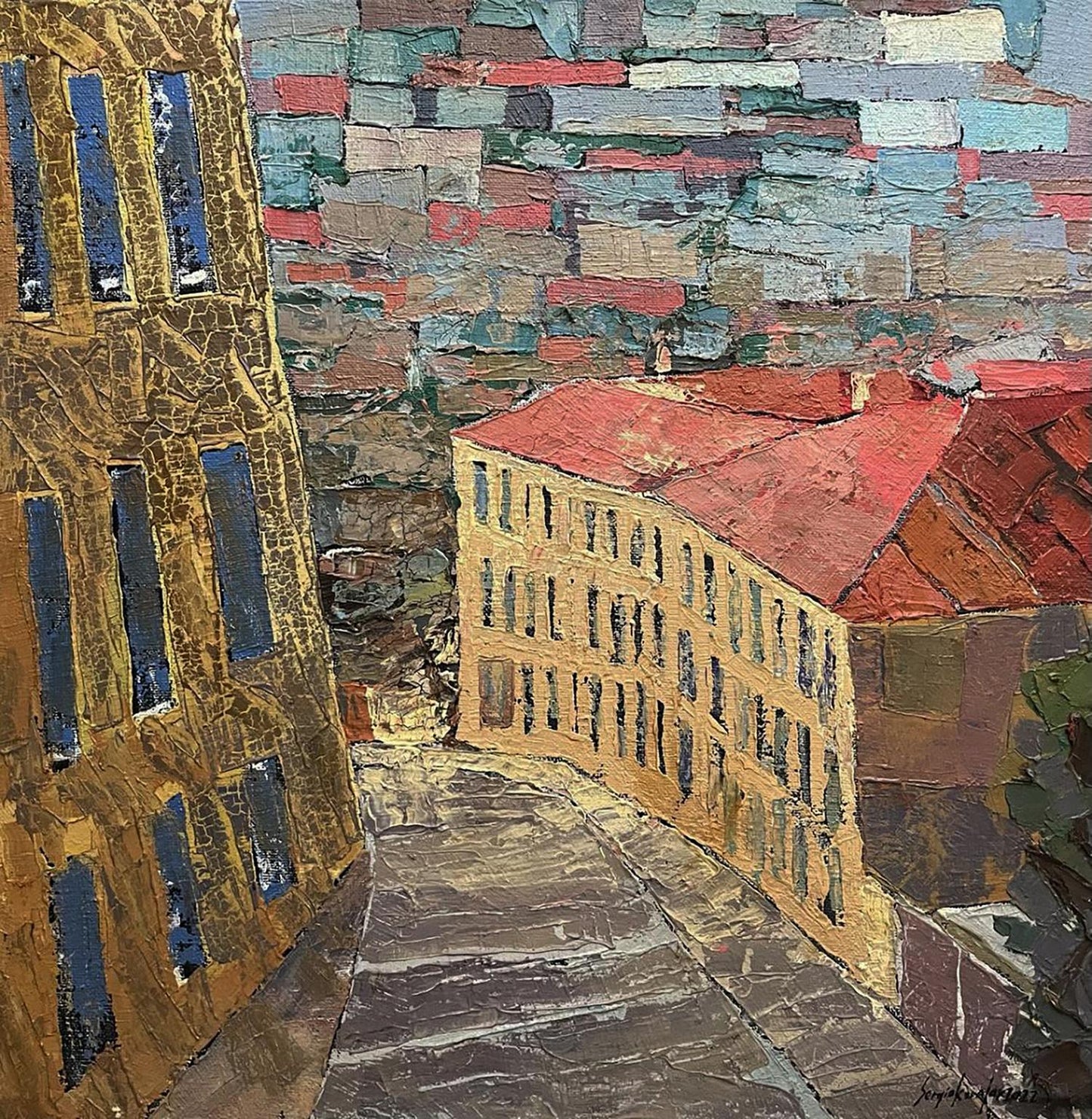 Oil painting City alley Serhiy Kovalev