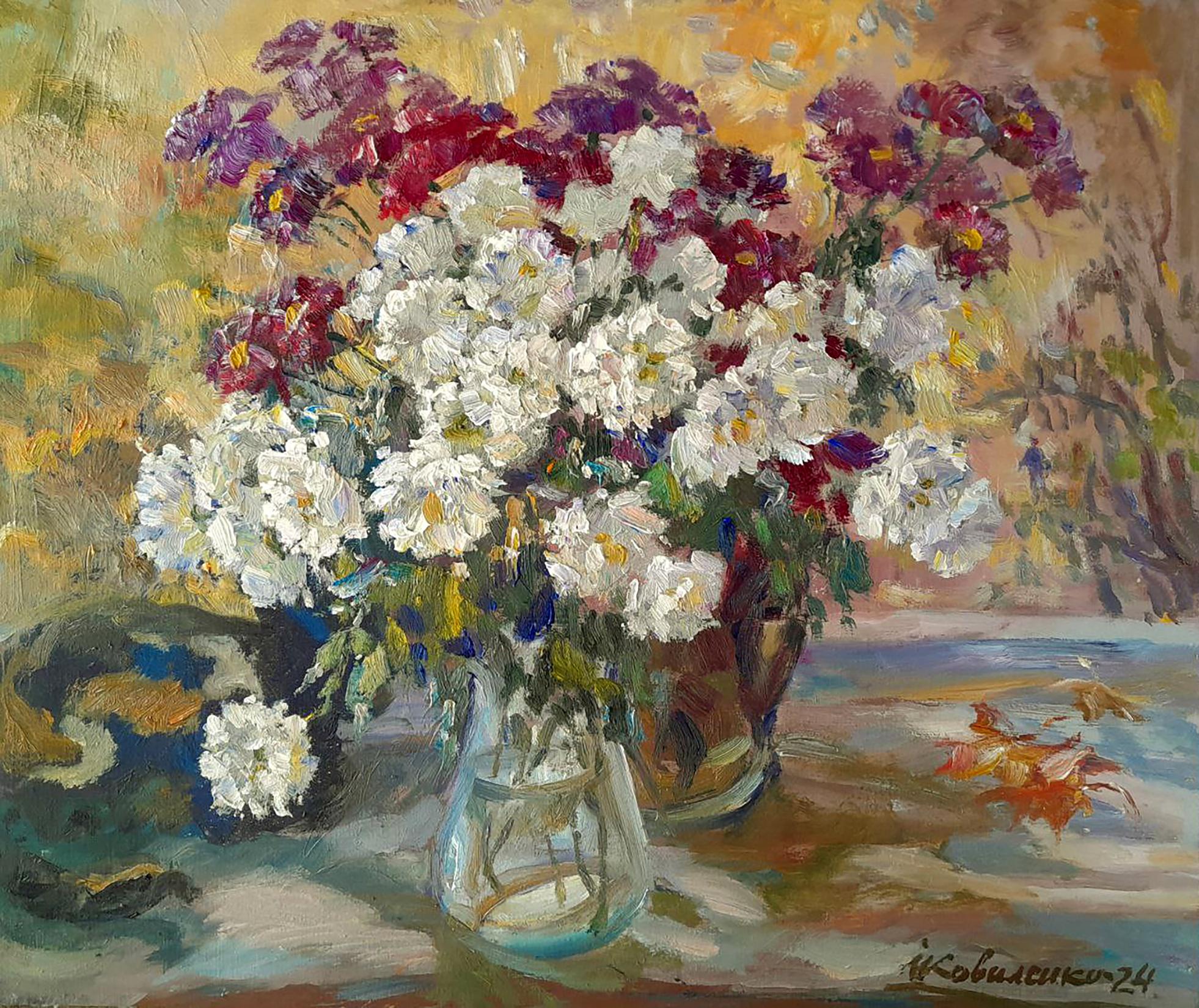 Oi painting A gift of autumn flowers Ivan Kovalenko