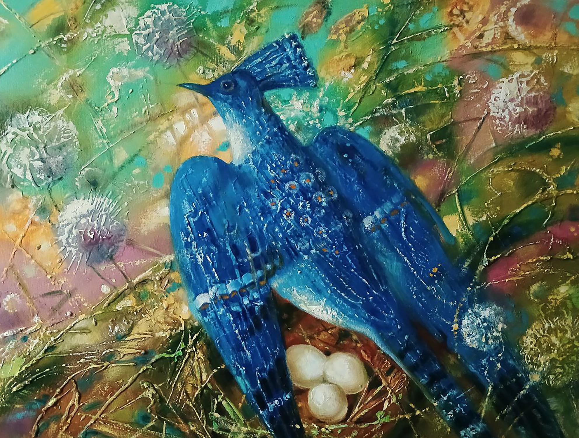 Abstract oil painting Blue Bird Anatoly Tarabanov