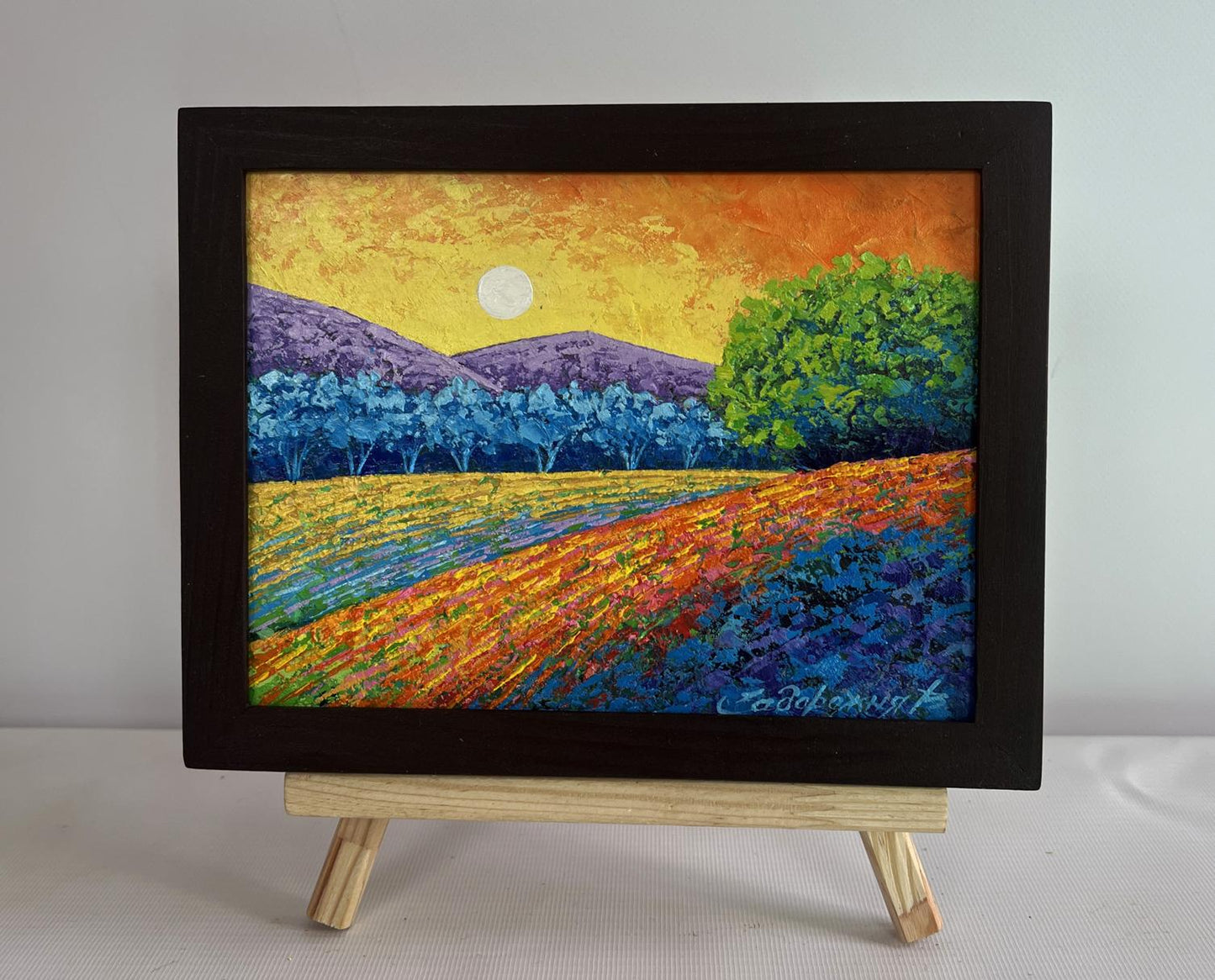 Oil painting Quiet evening in blue shadows V. Zadorozhnya