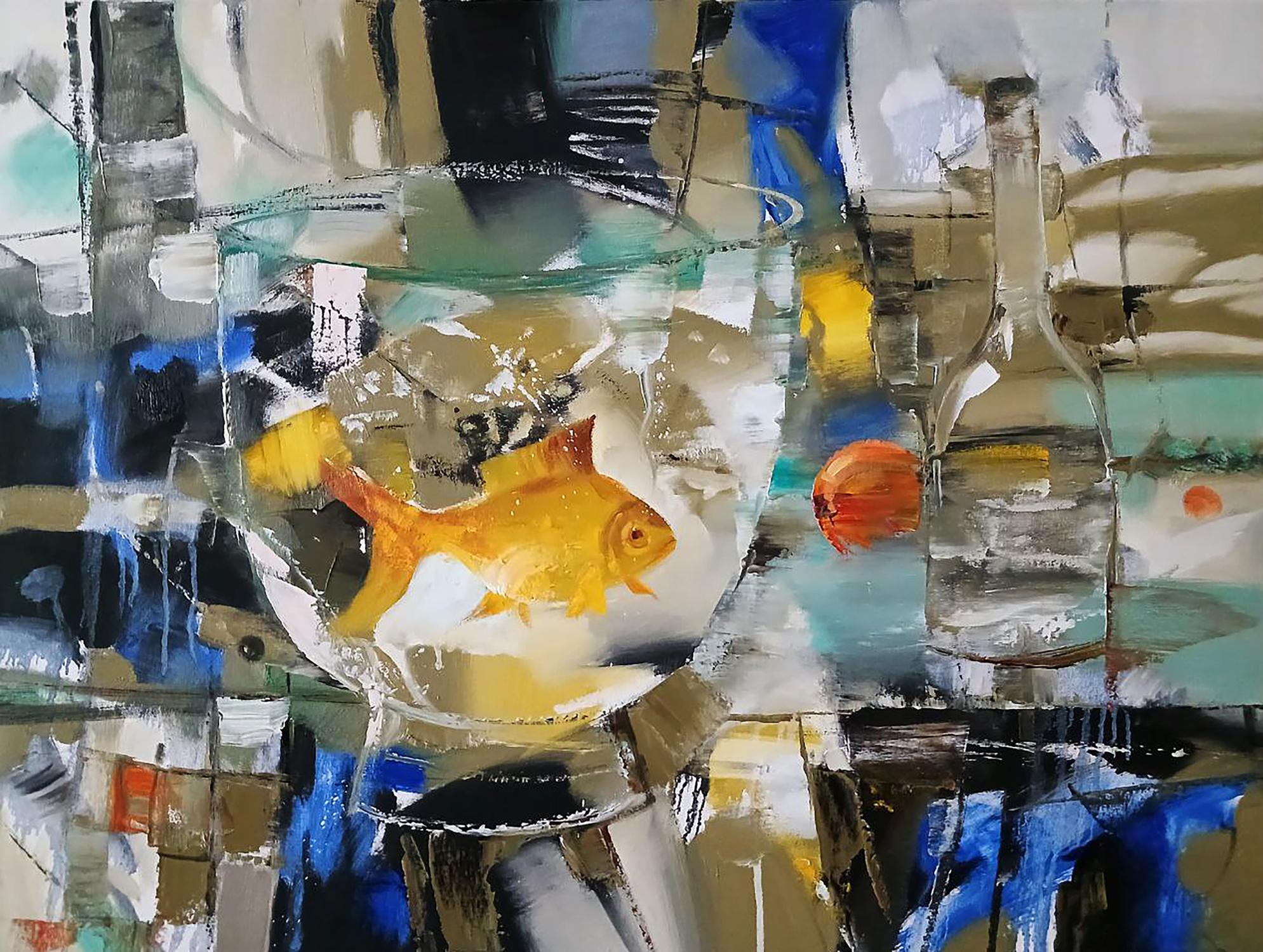 Abstract oil painting Goldfish Anatoly Tarabanov