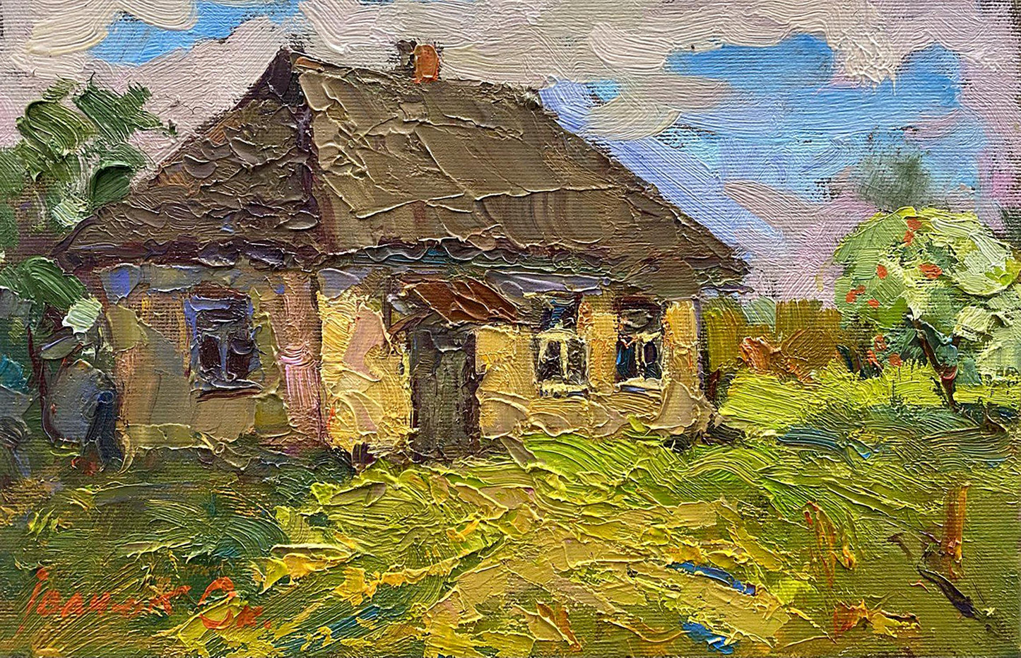 Oil painting Lonely hut Oksana Kalenyuk